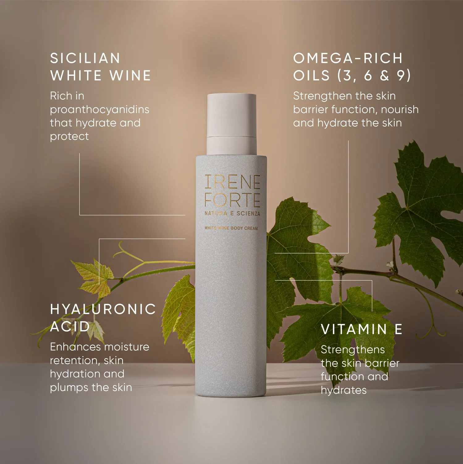 Irene Forte White Wine Bodycreme 200 ml Hyaluron
